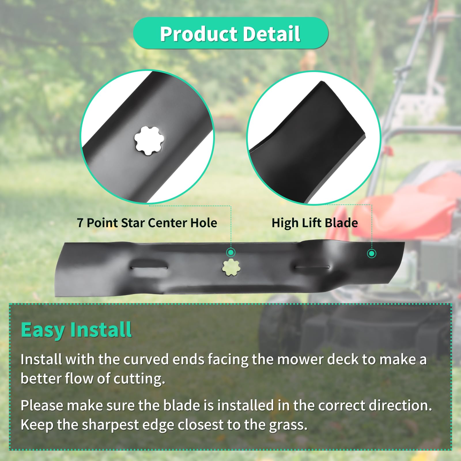 GY20852 Cuchillas de alta elevación para cubierta de 48 pulgadas, cuchillas de cortacésped GX21784 compatibles con John Deere D140 D150 D160 Z245 Z255 Z355E Z355, sustituye a GX21785,
