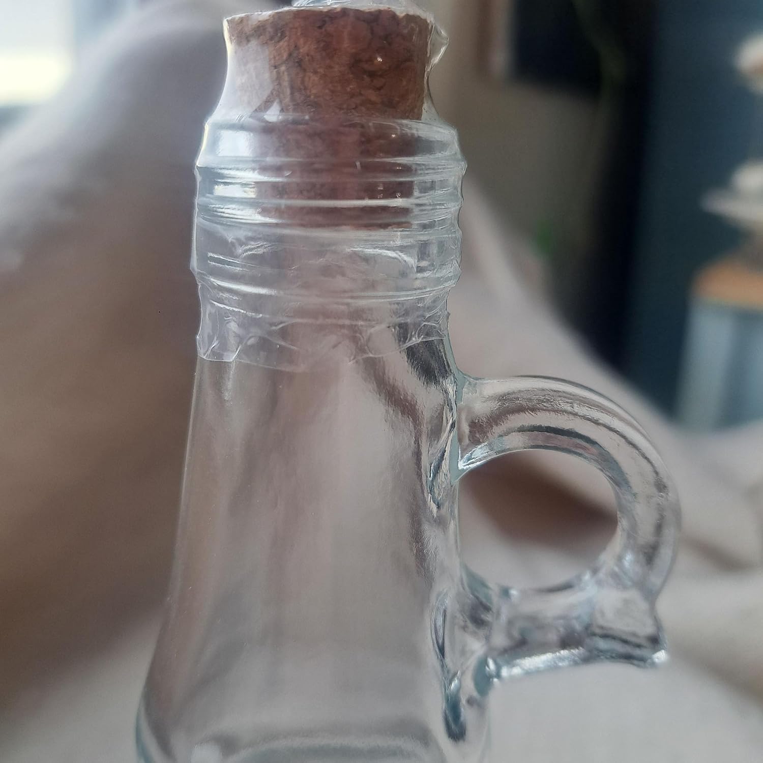 Rustic Glass Apothecary Bottles with Cork and Handle, Set of 2
