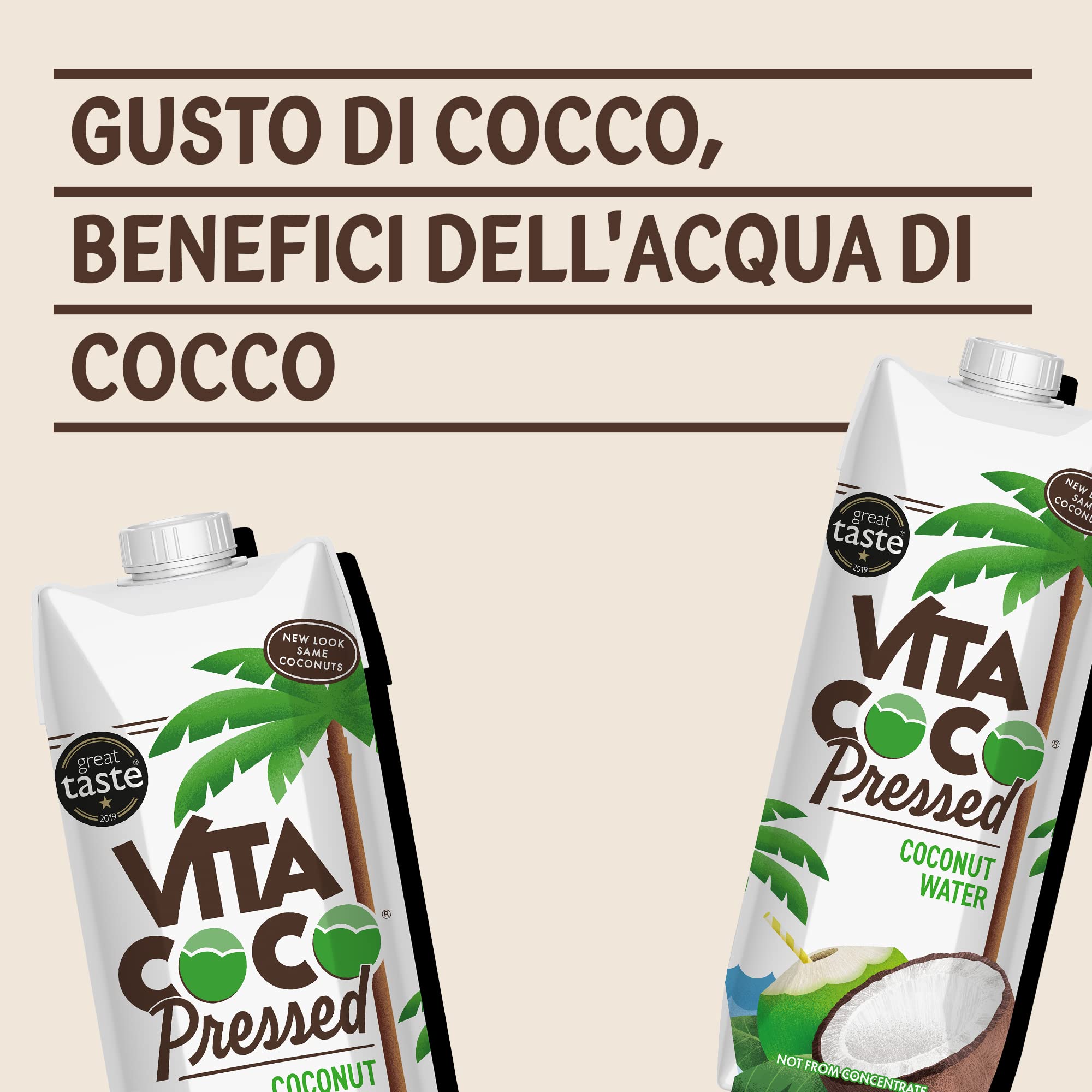 Vita Coco Acqua Di Cocco Extra 6x1 L, Gusto Cocco, Senza Glutine, Ricca Di Vitamina C e Potassio