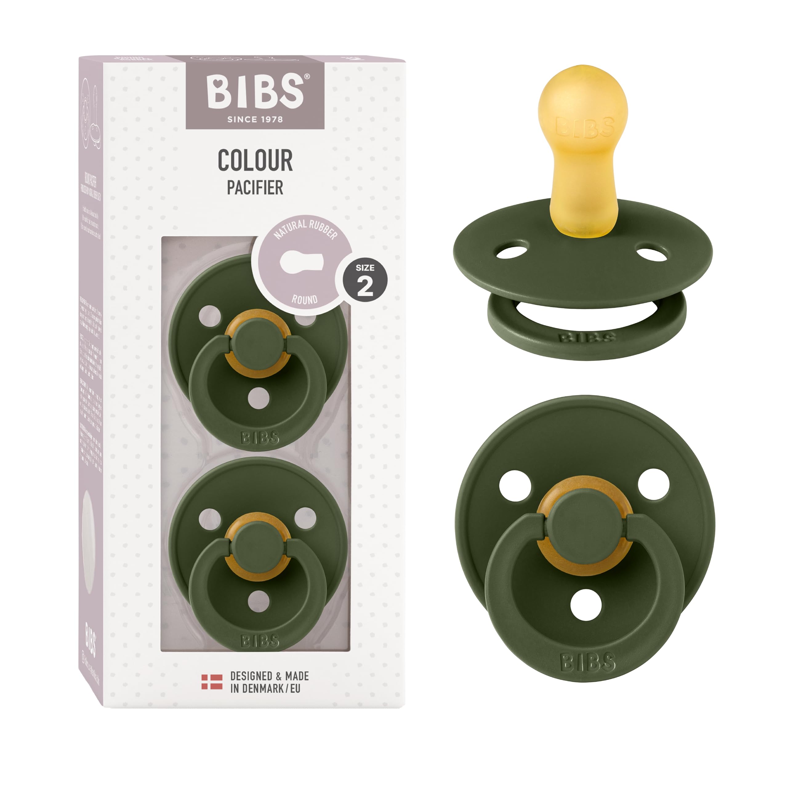 BIBS Colour Paquete de 2 chupetes. Libre de BPA, Tetina redonda. Látex natural, Talla 1 (0-6 meses), Baby Blue/Baby Blue — view 69