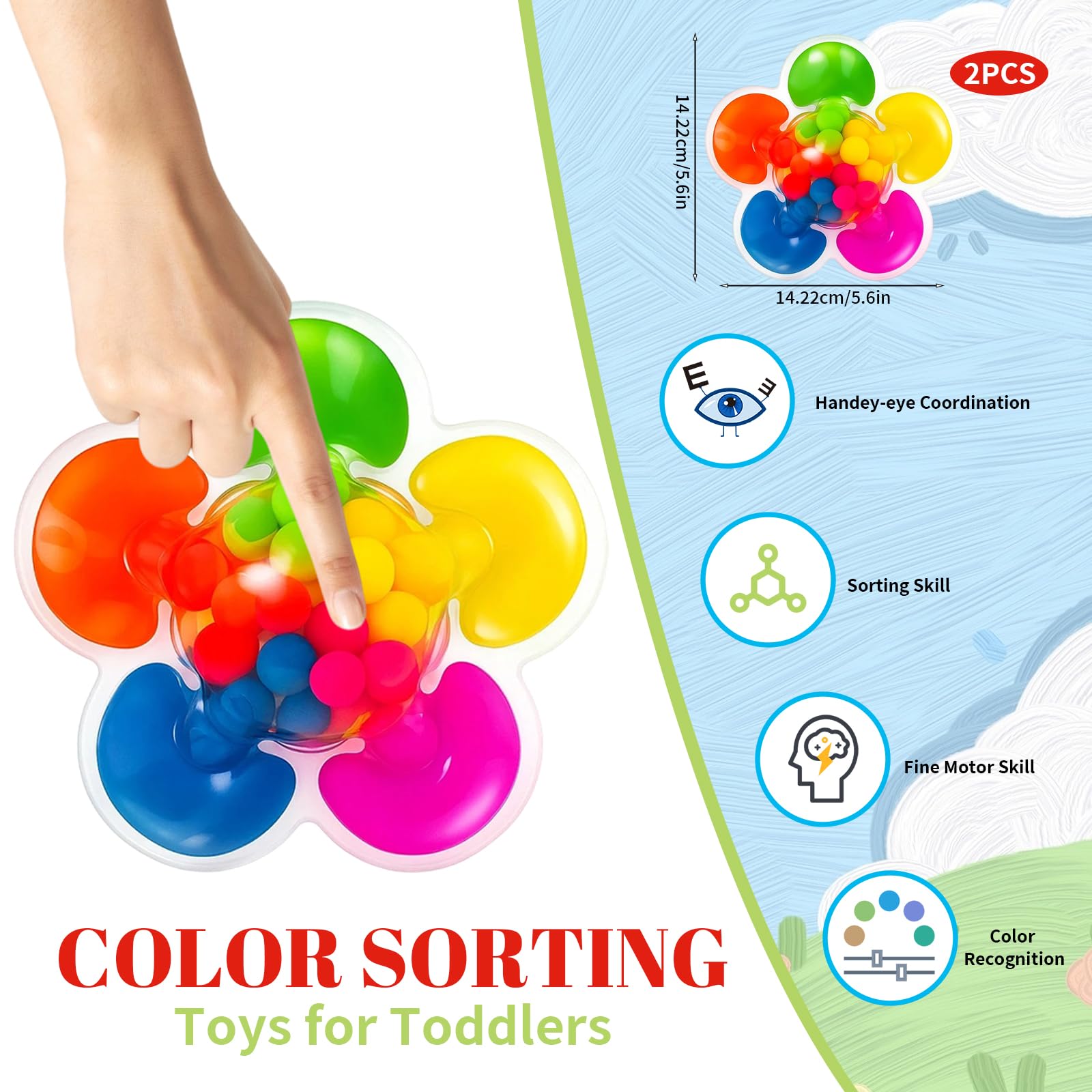 HcrYen Colour Sorting Toys for Toddlers, Sensory Play Toddler Toy with ...