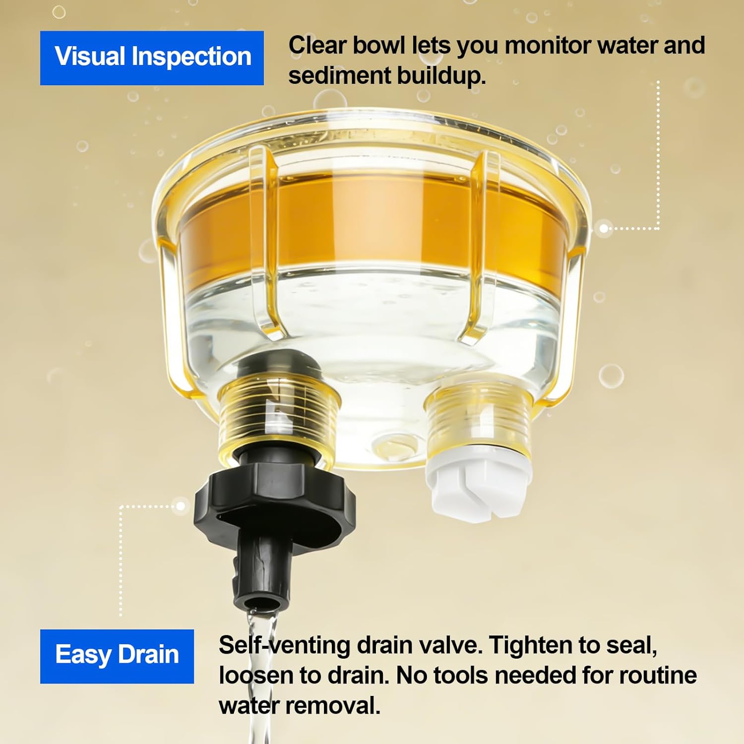 iFJF R12T Fuel Water Separator Marine Assembly - 10 Micron Diesel Engine Filter with 15 GPH Flow Rate - NPT ZG1/4-19 Ports, 2 Fittings & 2 Plugs - Replaces S3240 120AT 18-7987 for Boat Tractor Skid St