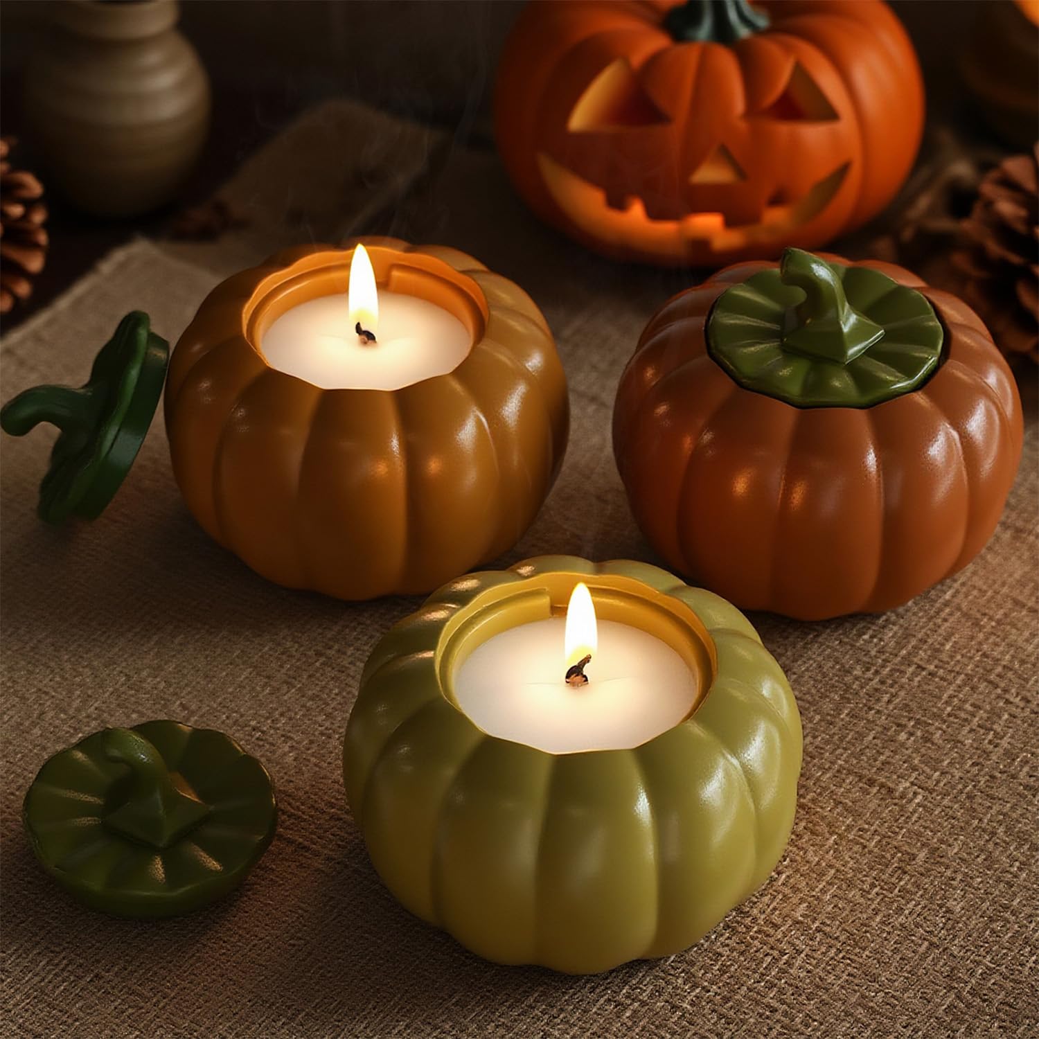 3 Pieza Molde de Calabaza En Resina, Molde de Calabaza de Halloween