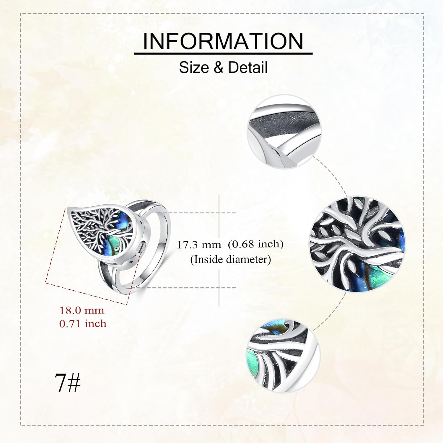 URONE Urn Rings for Ashes 925 Sterling Silver Tree of Life Cremation Ring for Ashes Memorial Jewelry Gifts for Women