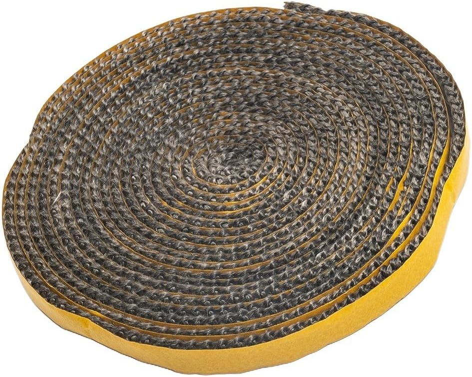 Self- Fireplace Gasket Tape 4M x 10mm x 2mm, Cotton Seal Strip Glass Door Replacement, Furnace Stove Pipe Expansion Joint Sealing