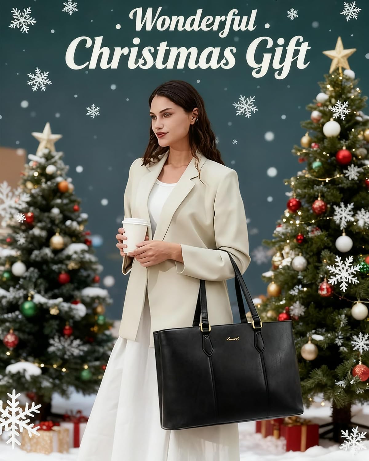 LOVEVOOK Laptop Tote Bag for Women,Work Tote with Wristlet,PU Leather Computer Bag for Teacher,Office, Daily