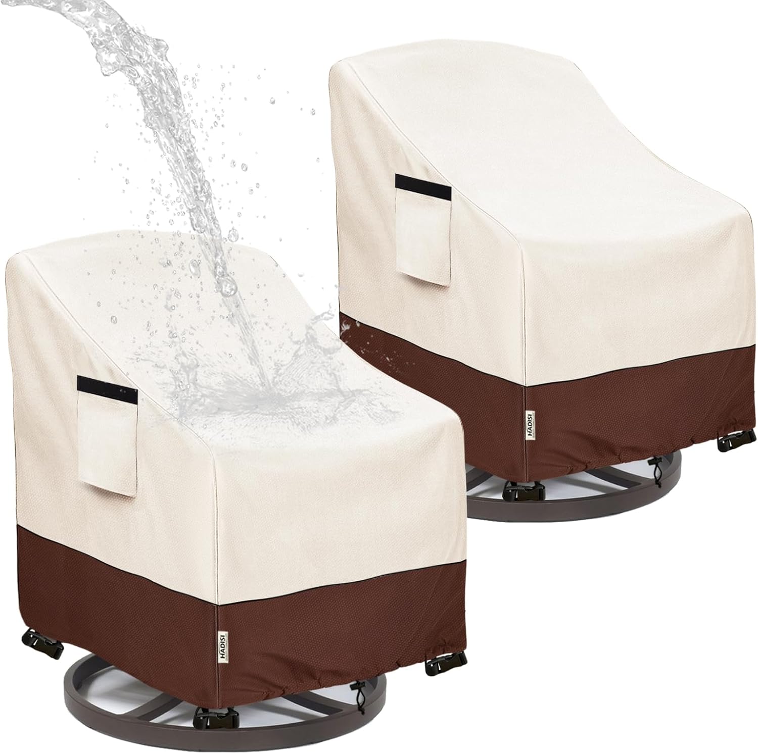 Patio Swivel Chair Covers 2 Pack,Patio Chair Covers,All-Weather Heavy Duty and Waterproof Outdoor Lawn Patio Furniture Covers(35"W x37"D x36"H-Beige)
