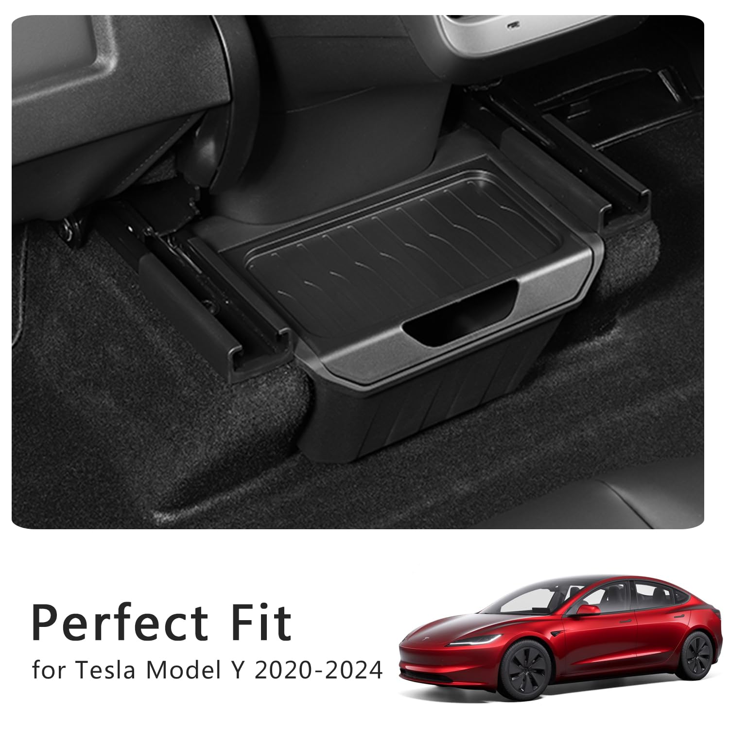 Caja de almacenamiento debajo de la salida de aire trasera Organizador para Tesla Model Y, Organizador de consola central trasera Contenedor de segunda fila