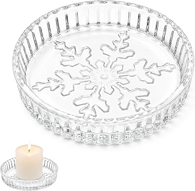 Rancco Clear Glass Candle Plate, Pillar Candle Holders, Decorative Trays