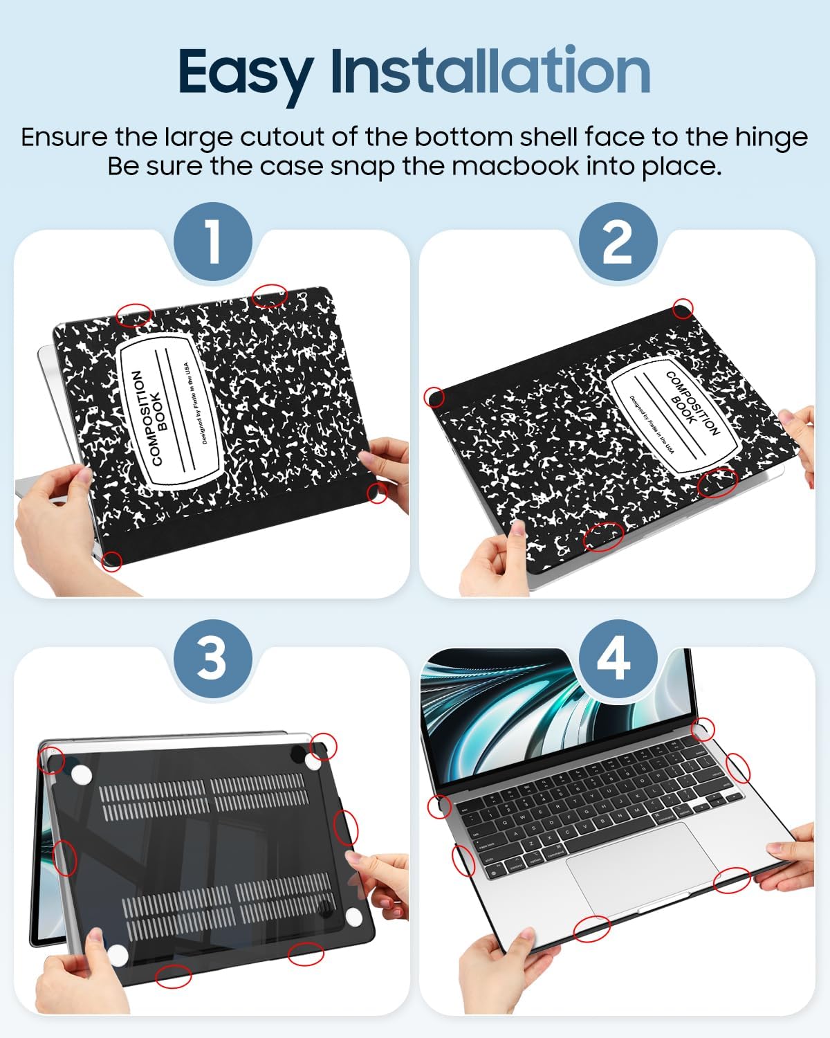 Fintie Case for MacBook Air 13.6 Inch A3240 A3113 A2681 (2022 2023 2024 2025 Release) - Protective Snap On Hard Shell Cover for MacBook Air 13 Inch M2 M3 M4 Chip (Composition Book) - Image 8