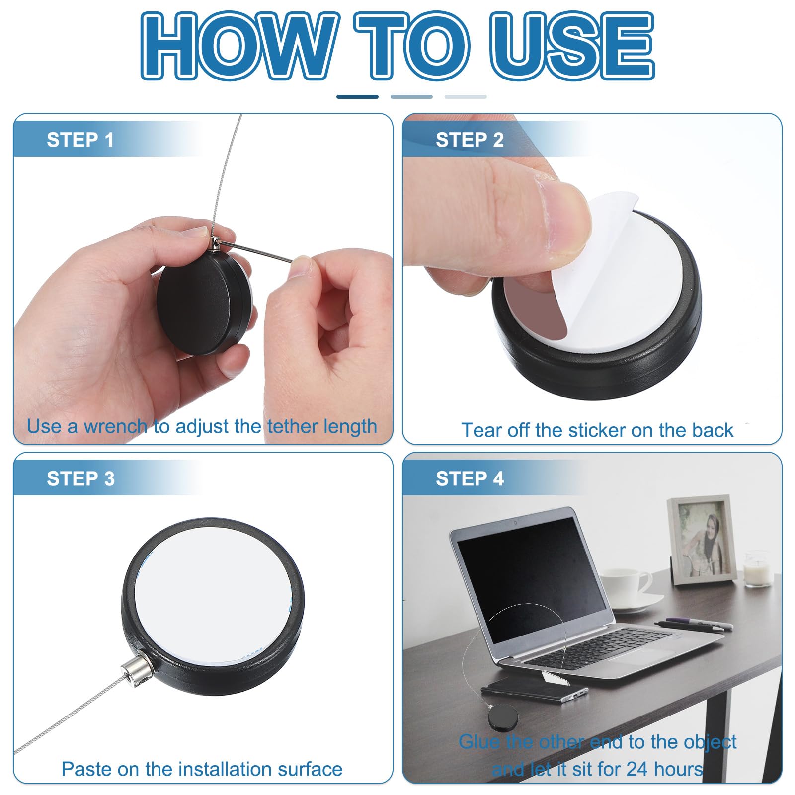 Lost Remote Prevention PATIKIL 2-Pack Retractable Remote Control Tether -  1.5m Security Cable Lock For TV & Game Controllers (Black) Game Controller  Tether