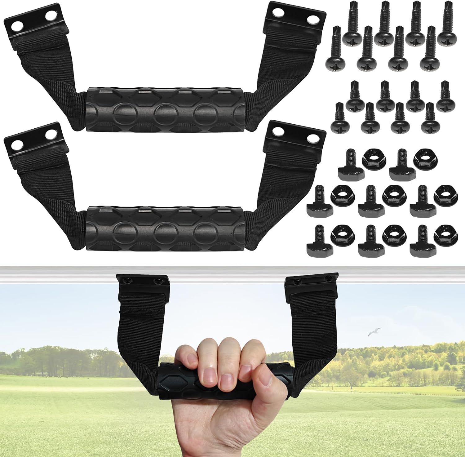 2 Pack Universal Golf Cart Soft Grab Handle Compatible with Club Car, EZGO, Yamaha, XSeries with Versa Triple Track Tops Only
