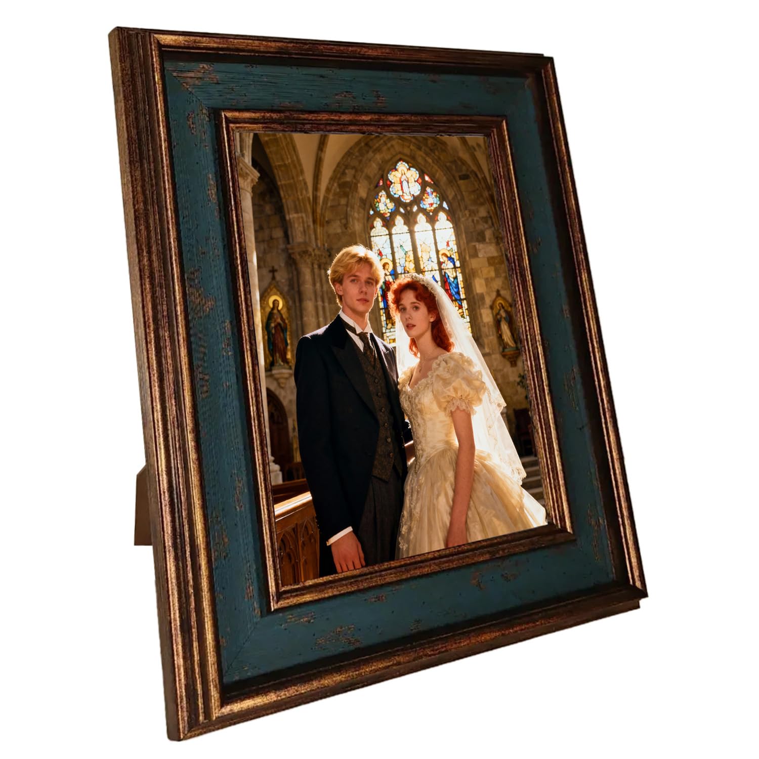 Vintage Photo Frame, Antique Distressed 8x6 Inch Picture Frame for Tabletop & Wall, Elegant Resin Photo Frame with Ornate Details, Unique Home Decor Gift