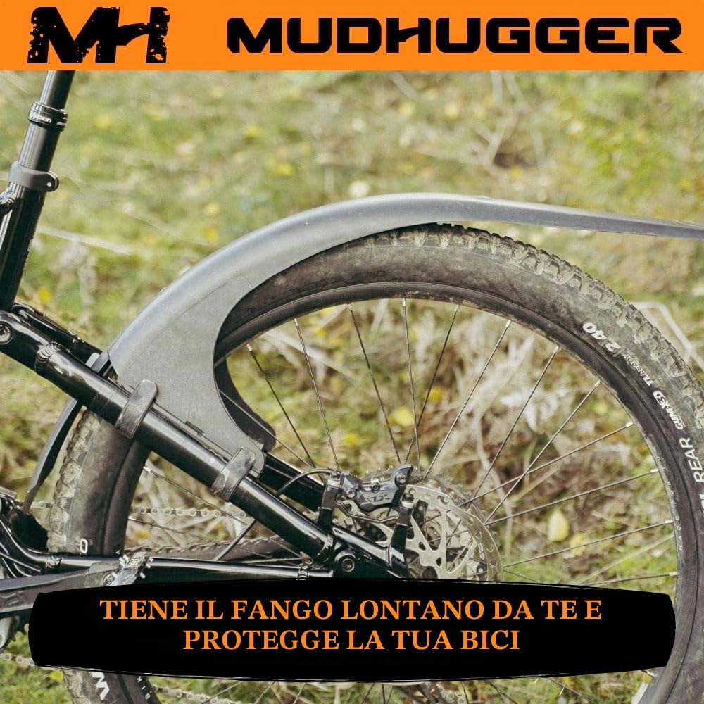 Mudhugger Parafango posteriore MK2 per mountain bike, 27,5" e 29", con sospensioni complete, fissaggi inclusi, parafango adatto per ciclismo, corsa, mountain bike e bici da strada ibride