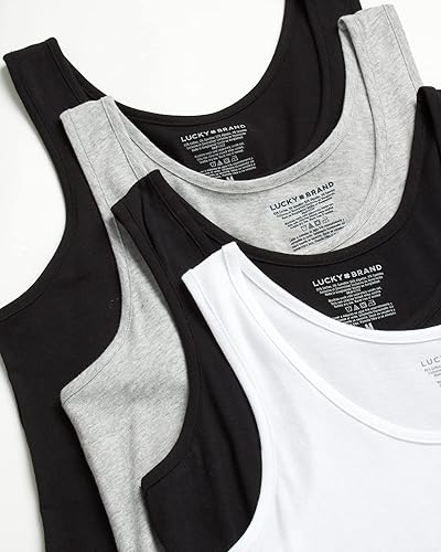 Miniatura 4 de Lucky Brand Camiseta sin mangas para mujer, paquete de 4 camisetas sin mangas de algodón elástico con cuello redondo para mujer