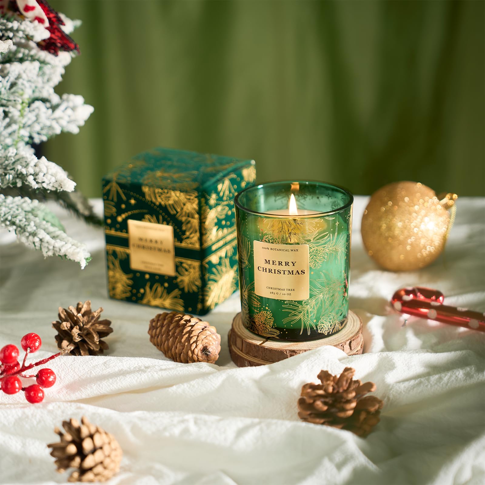 M&SENSE Vela de Navidad con aroma de árbol de Navidad, cera de soja, 230 ml, ideal para decoración del hogar de invierno para hombres y mujeres