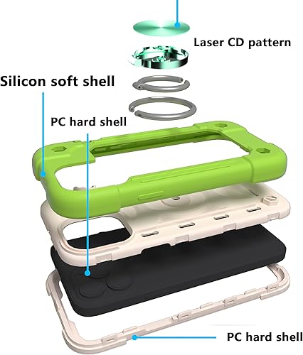Miniatura 10 de Funda para iPhone 13 Pro de 6.1 pulgadas con soporte de anillo, con 2 protectores de pantalla de vidrio + 1 protector de lente de cámara, funda