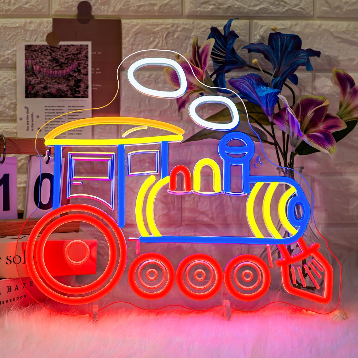ineonlife Train Neon Sign Locomotive Neon Signs for Wall Decor Led Lights for Toy Shop Bar Party Game Room Teen Bedroom Train Birthday Playhouse Decorations Gifts for Boys