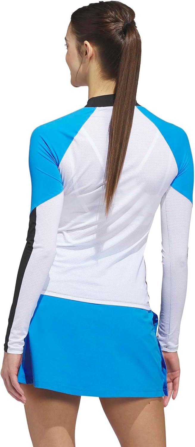 adidas Womens Beyond Color Block Long Sleeve Mock Neck Top