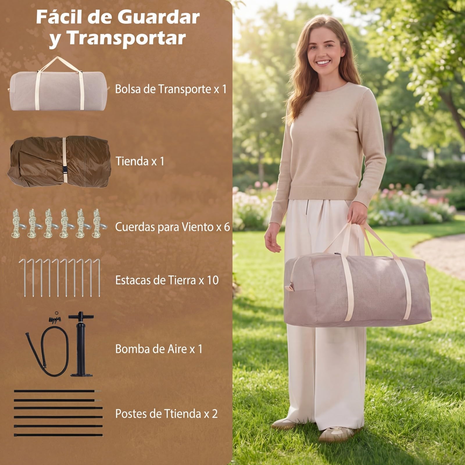COSTWAY Tienda de Campaña Inflable para 2-4 Personas, Tienda de Campaña con Ventanas de Malla y Puerta, Bolsa de Transporte, 210 x 210 x 180 cm, Oxford Impermeable, Montaje Fácil con Bomba