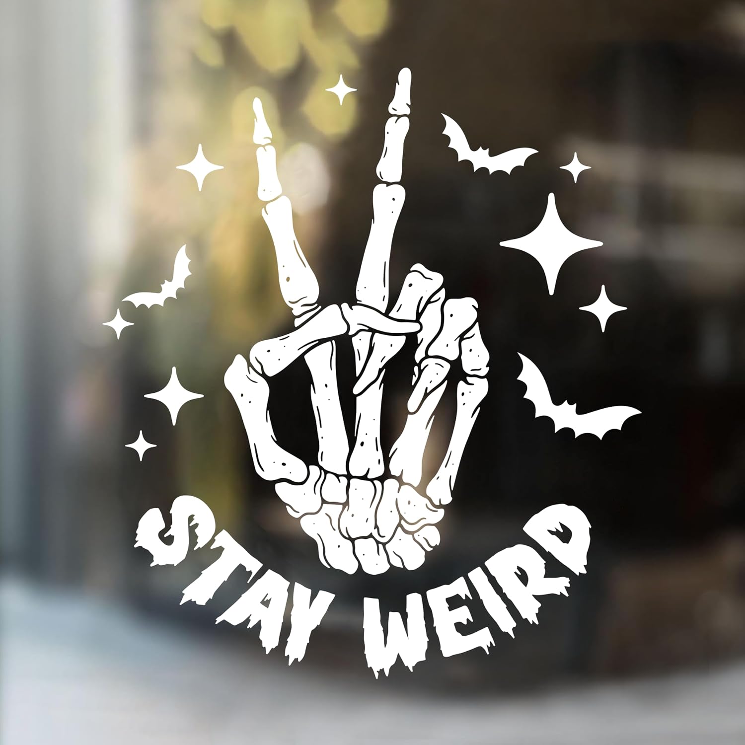 Stay Weird Car Decal Skeleton Spooky Decals Funny Weirdo Mirror Stickers Inspiration Positive Decals Car Accessories Vinyl Waterproof 8 Inches Bumper Sticker Gifts for Mom Dad Friend image 2
