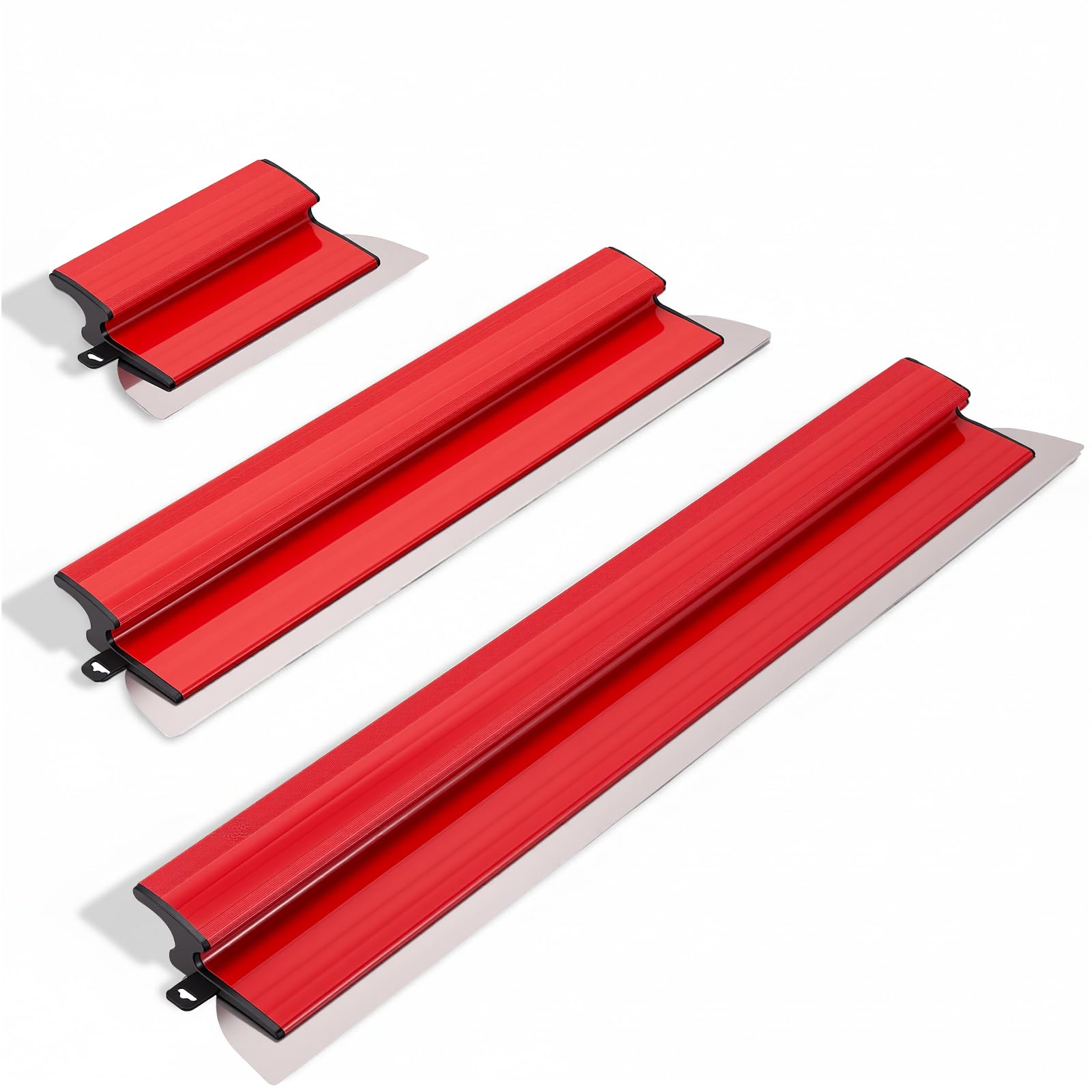 Lot de 3 spatules de surface (20/60/80 cm), kit de spatules de lissage multifonctions, pour le plâtrage des murs, et pour de grandes surfaces de travail, décoration murale, construction