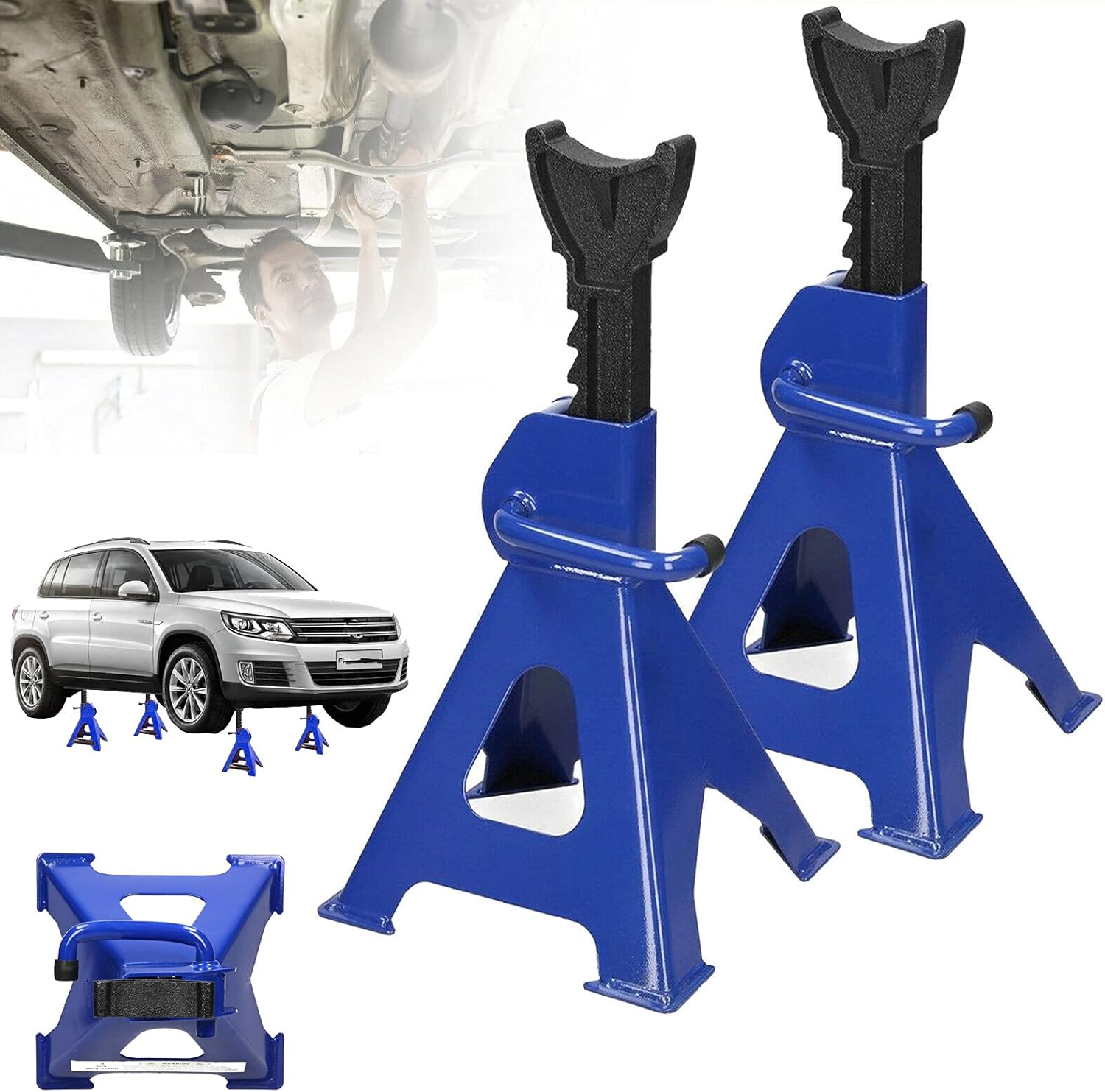 Jack 3 Ton Capacity Stands Set of 4PCS Heavy Duty Jack Stand 6 Ton/Pair Capacity Metal Steel Jack Stands CSelf-Locking Car Lift Auto Repair Tools 1 Pair Truck Jack for Garage Car Repair Maintenance