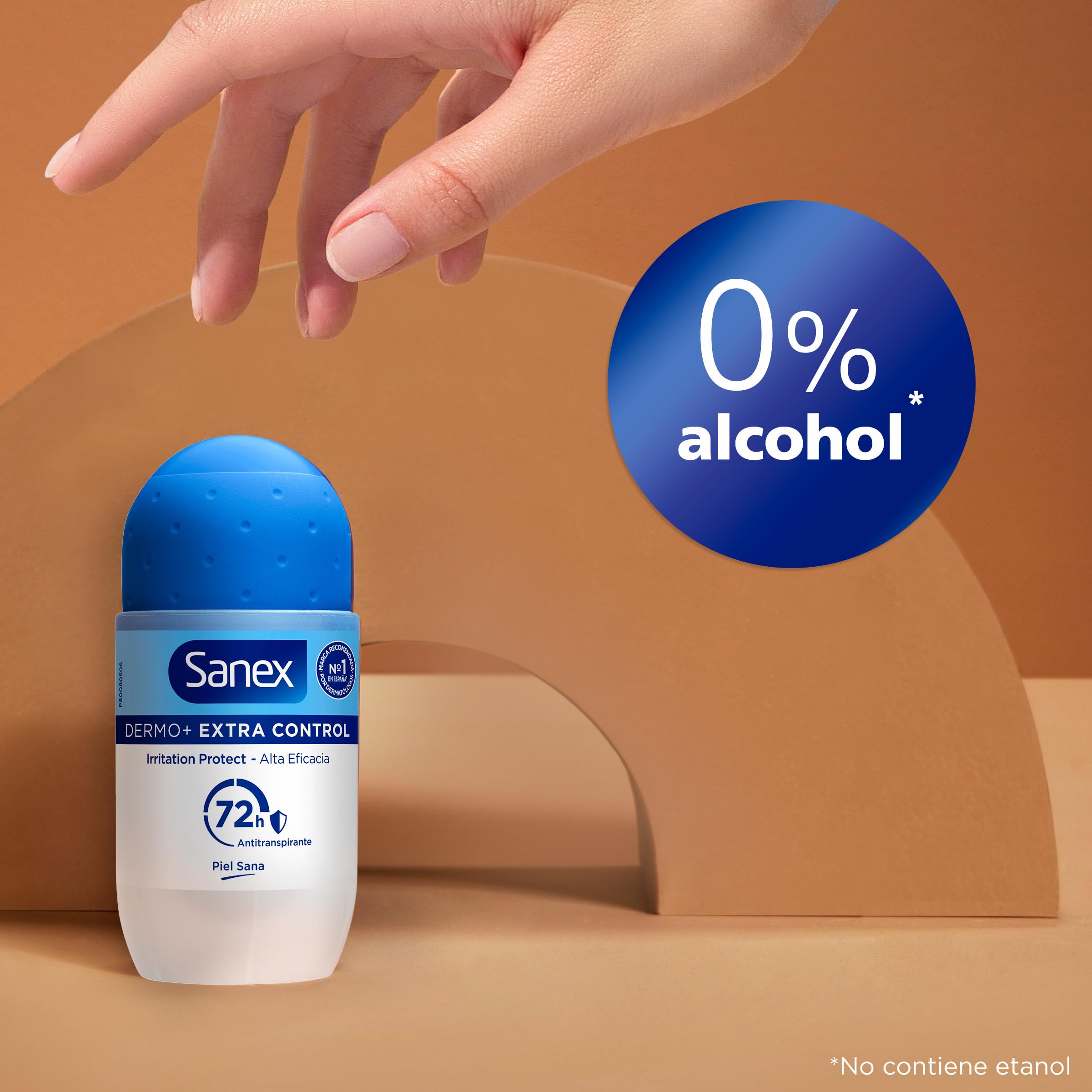 Sanex Dermo+ Extra Control Desodorante Antitranspirante Roll-On 72 Horas (50ml) – protección efectiva contra el sudor y el mal olor – dermatológicamente testado– contiene 0% alcohol*