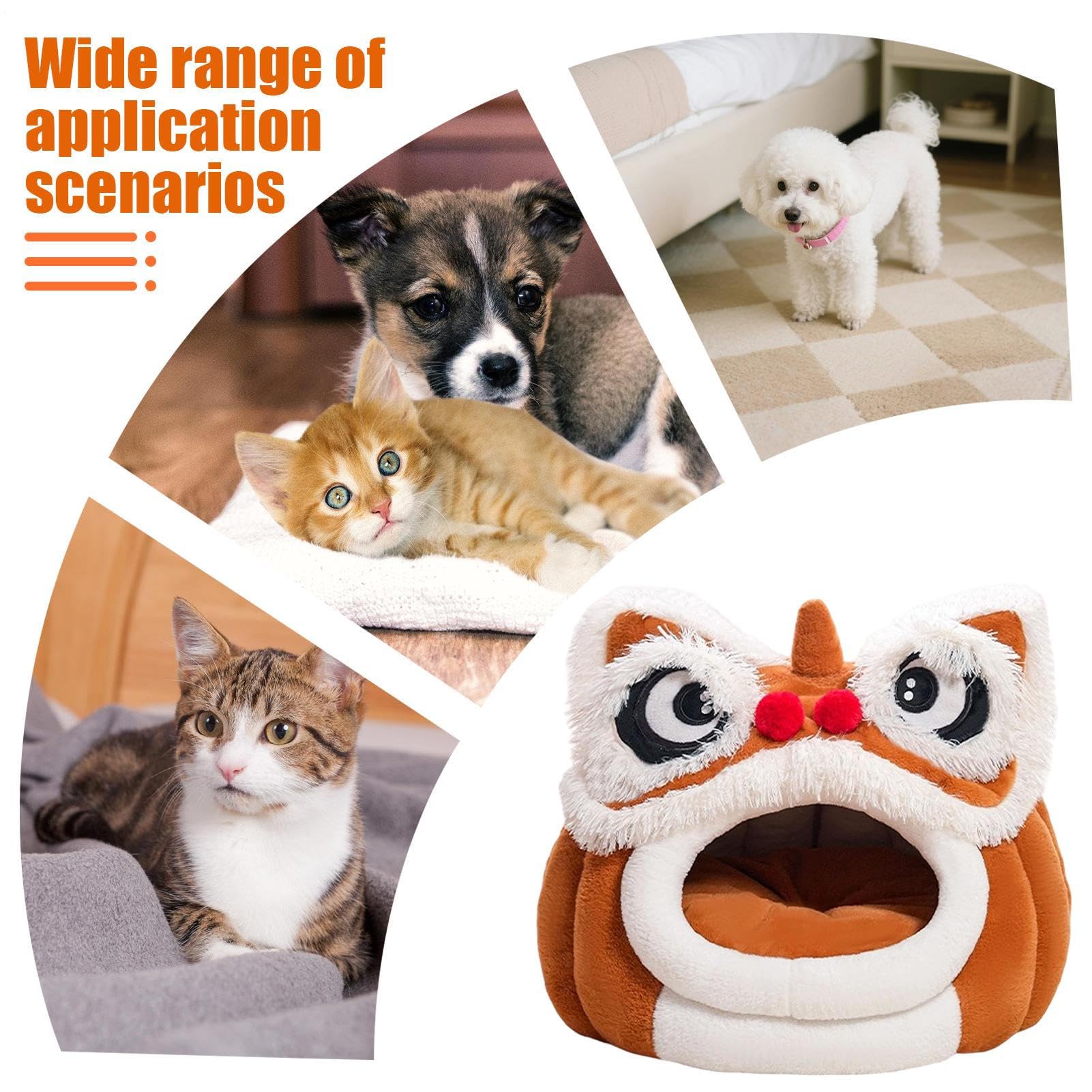 Cama Cueva para Gatos Suave Y Cómodo Con Forma De León | De Gato Para Interior para Dormir en Exteriores Fuera de Casa Viaje Dormitorio Balcón