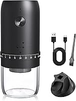 Vista 1 de Portable Electric Coffee Bean Grinder， Upgraded Ceramic Conical Burr with External 40 Levels Adjustable Fine to Coarse Settings, Rechargeable and