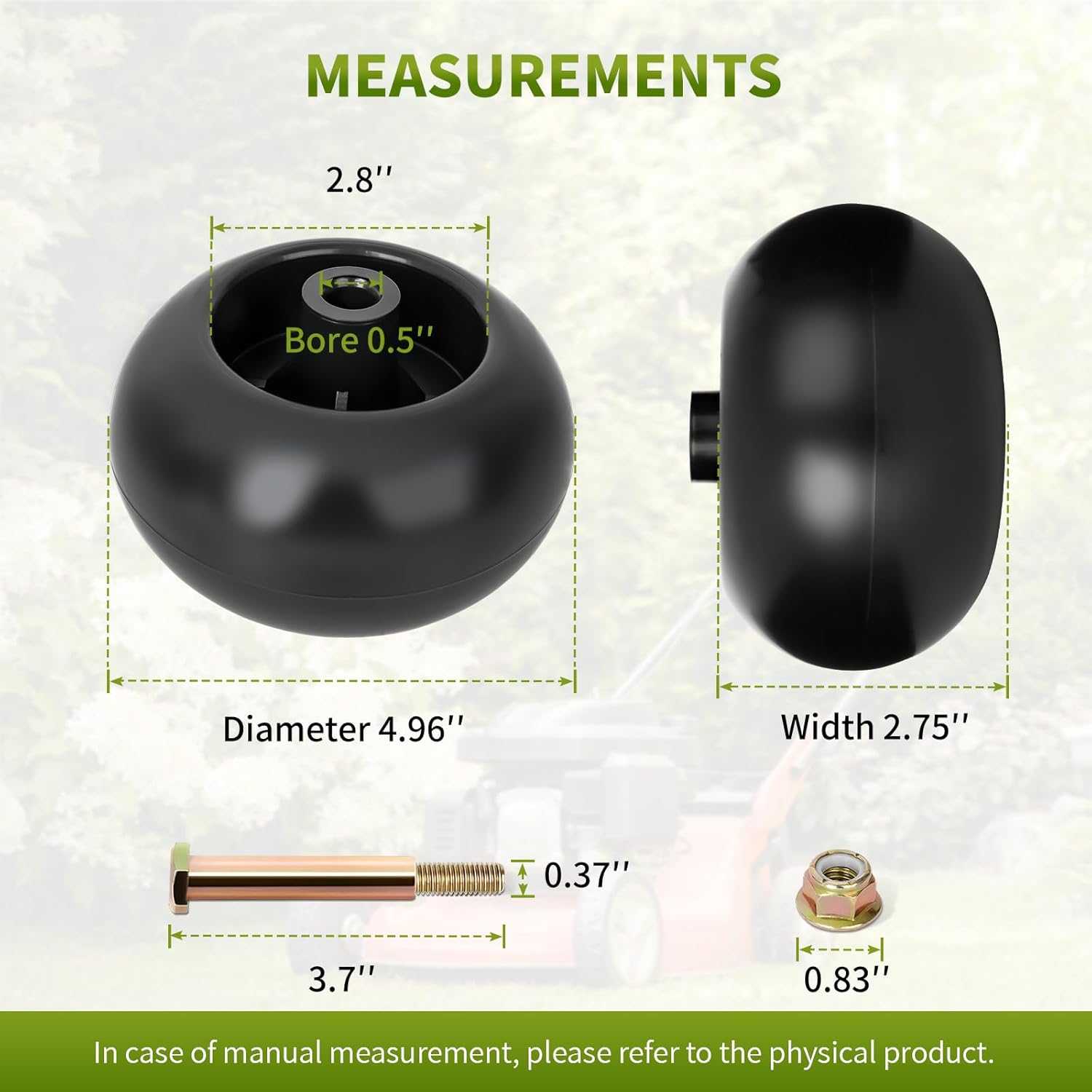 753-04856A Deck Wheels Fit for Craftsman Mower - Deck Rollers Gauge Wheel for Craftsman HU Cub Cad JD Lawn Mower Tractor, Work with 54" 48" Deck, Replaces 133957 734-03058, 6 Pack