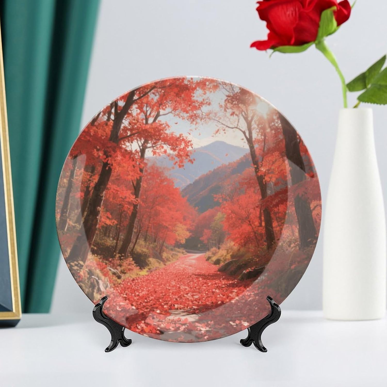Bone China Decorative Plates Gumbagg Trail Ceramic Decorative Plate Wall Decor with Display Stand Ceramic Ornaments for Wall Hanging Decoration