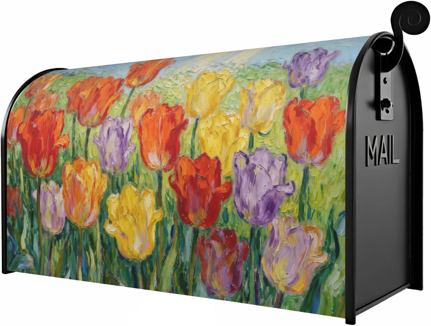 Tulip Floral Large Mailbox Covers Magnetic Oversized Green Orange Red Yellow Purple Flower Spring Summer Theme Seasonal Outdoor Decorative Letter Box Cases for Home Garden Outside Decor, 25.5x21 Inch image 2