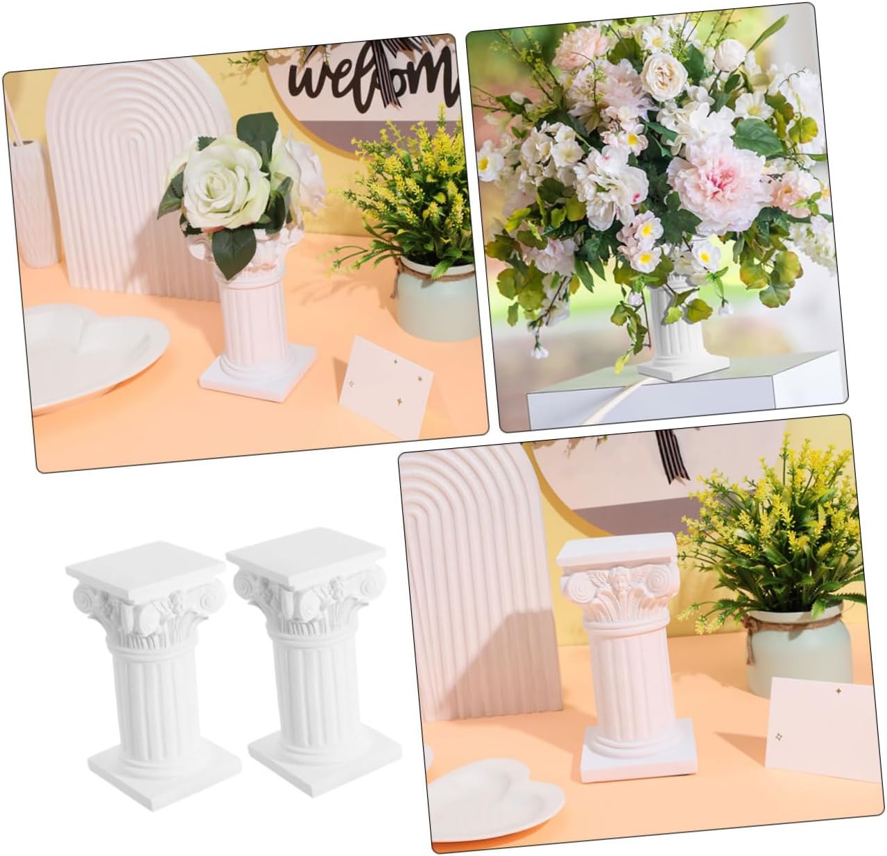 2pcs Roman Column Sculpture Decorative Pillar Ornament for Weddings and Home Decor Elegant Minimalist Design for Photography Props and Event Centerpieces