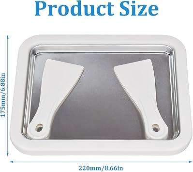 Rolled Ice Cream Maker with 2 Scrapers, Stainless Ice Cream Roll Maker for DIY Homemadeice Yogurt Sorbet, Fun Family Activity White