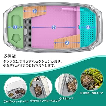 Amazon | 亀 水槽 亀の水槽 水槽 爬虫類 ケージ 亀 飼育ケース