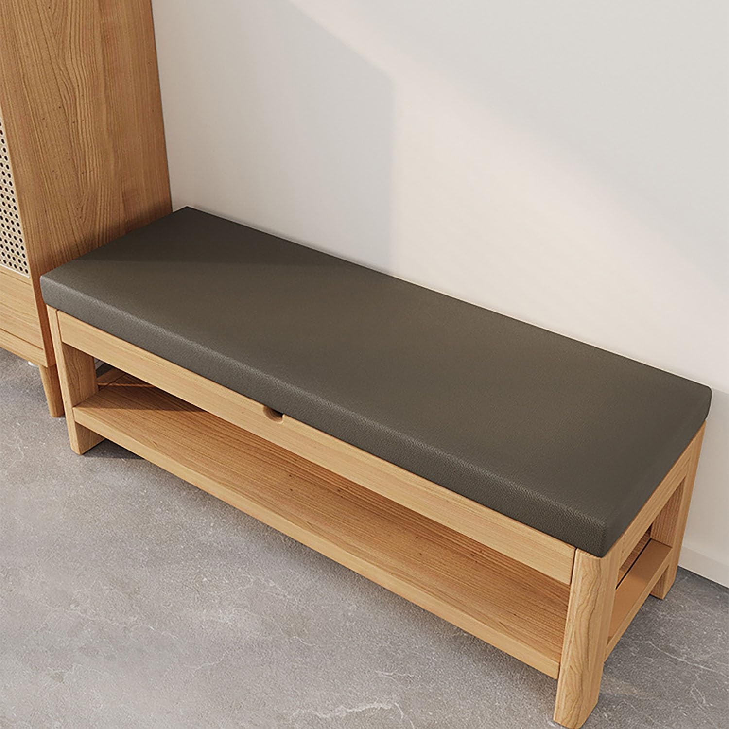 Cuscino per panca da esterno/interno, in pelle impermeabile, per mobili da 2/3 posti, memory foam ad alta densità, antiscivolo e ispessito, per scarpe, finestre, giardino (caffè chiaro, 81 x 30 x 5 cm