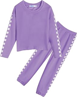 Girls Clothes Sweatsuits Tracksuits Cute Plaid Pullover Hoodies Sweatshirts Jogger Sweatpants Pant Sets Outfits