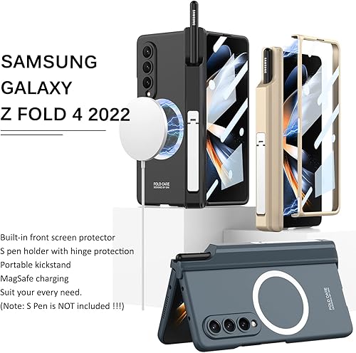 Miniatura 2 de Miimall - Funda para Samsung Galaxy Z Fold 4 con soporte para bolígrafo, protector de pantalla integrado, soporte y funda de protección de bisagra
