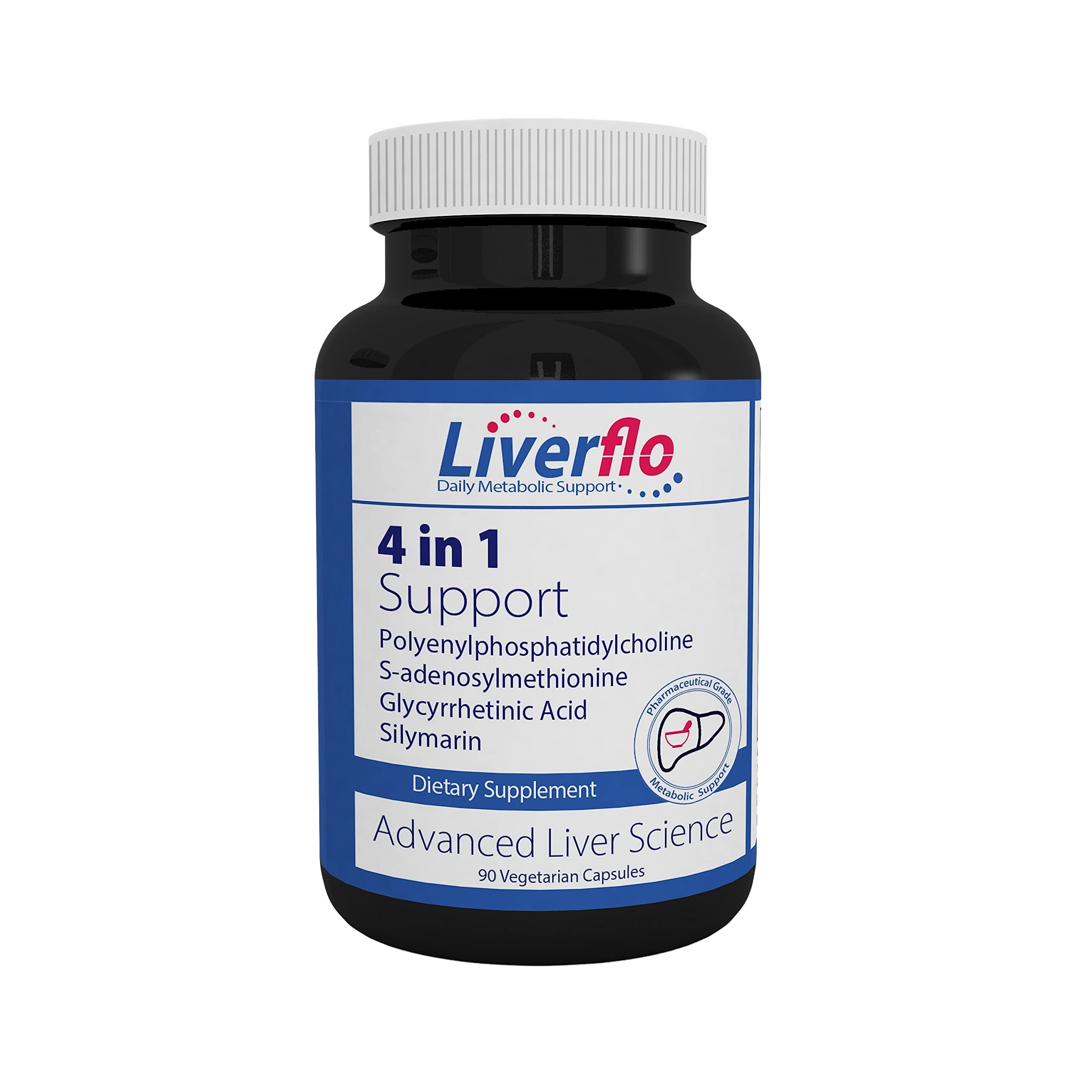 LiverFlo Advanced Liver Support with Micronized Liposomes and Delayed Release Dual Capsule Technology Delivers PPC (PhosChol), Silymarin, Glycyrrhizin, and S-Adnonsylmethionine (SAMe),