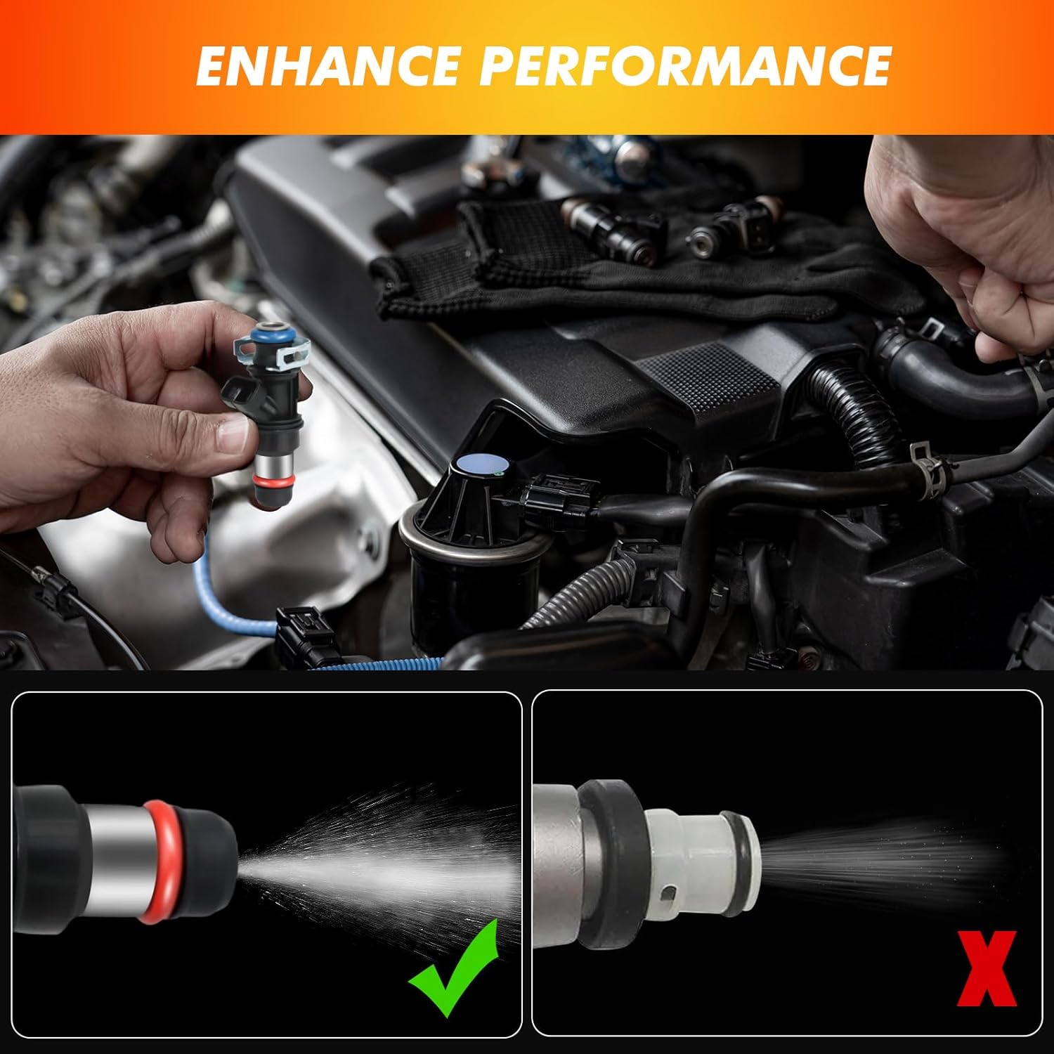 Fuel Injectors Compatible for Silverado 1500 2500 3500, for GMC Sierra Yukon Cadillac Escalade, for Buick Rainier, for Cadillac 5.3L 6.0L 4.8L V8, 2001-2007, Replaces 25317628 17113698 FJ315