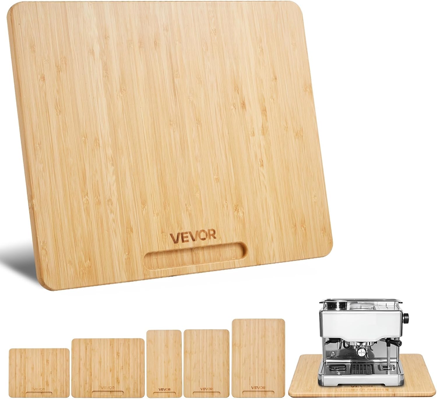 VEVOR Appliance Slider, Large 13 x 16-inch, Rolling Sliding Tray with Silent Rubber Wheels & Hollow Handle, Easy to Clean, Appliance Rolling Tray for Coffee Maker, Kitchen Countertop, Natural Wood