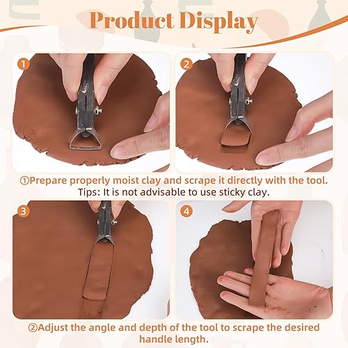 Miniatura 4 de libfrnt 2 herramientas de tallado de cerámica, raspador de escultura con 12 moldes de formas de mango de taza, herramienta extrusora de arcilla de