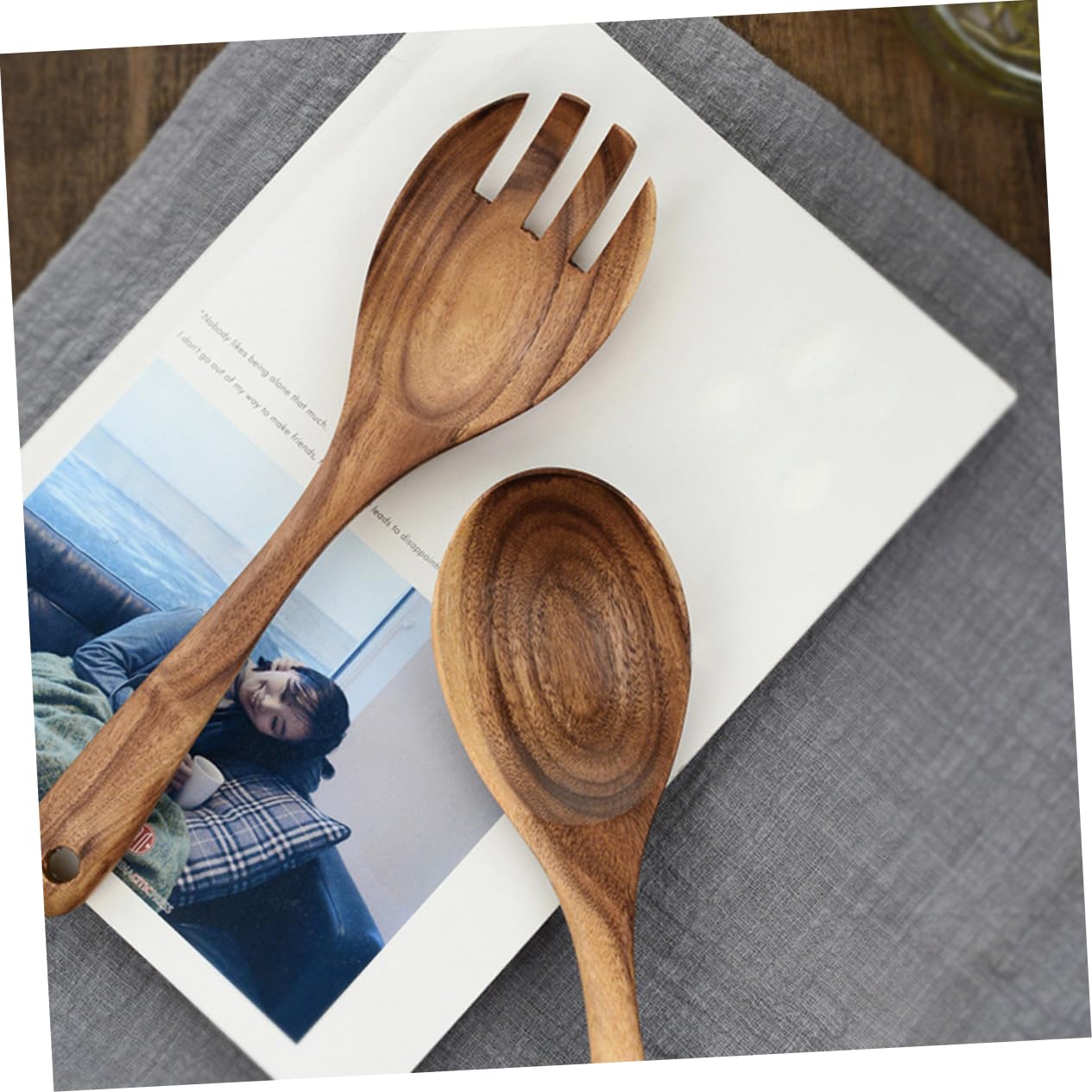 CIYODO Elegant Wooden Salad Fork Spoon Set Salad Servers Dinnerware Tableware