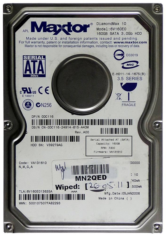 PCパーツ (HDD)  MAXTOR 6Y160P0 HDD 160 GB Amazon | Maxtor DiamondMax 6y160p0ハードドライブ | Maxtor