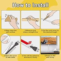 Vista 8 de Ocultador de Cables de Pared de 78 Pulgadas, Cubierta de Cables Autoadhesiva de Silicona, Cubiertas de Cables Flexibles para Cables, Cubierta