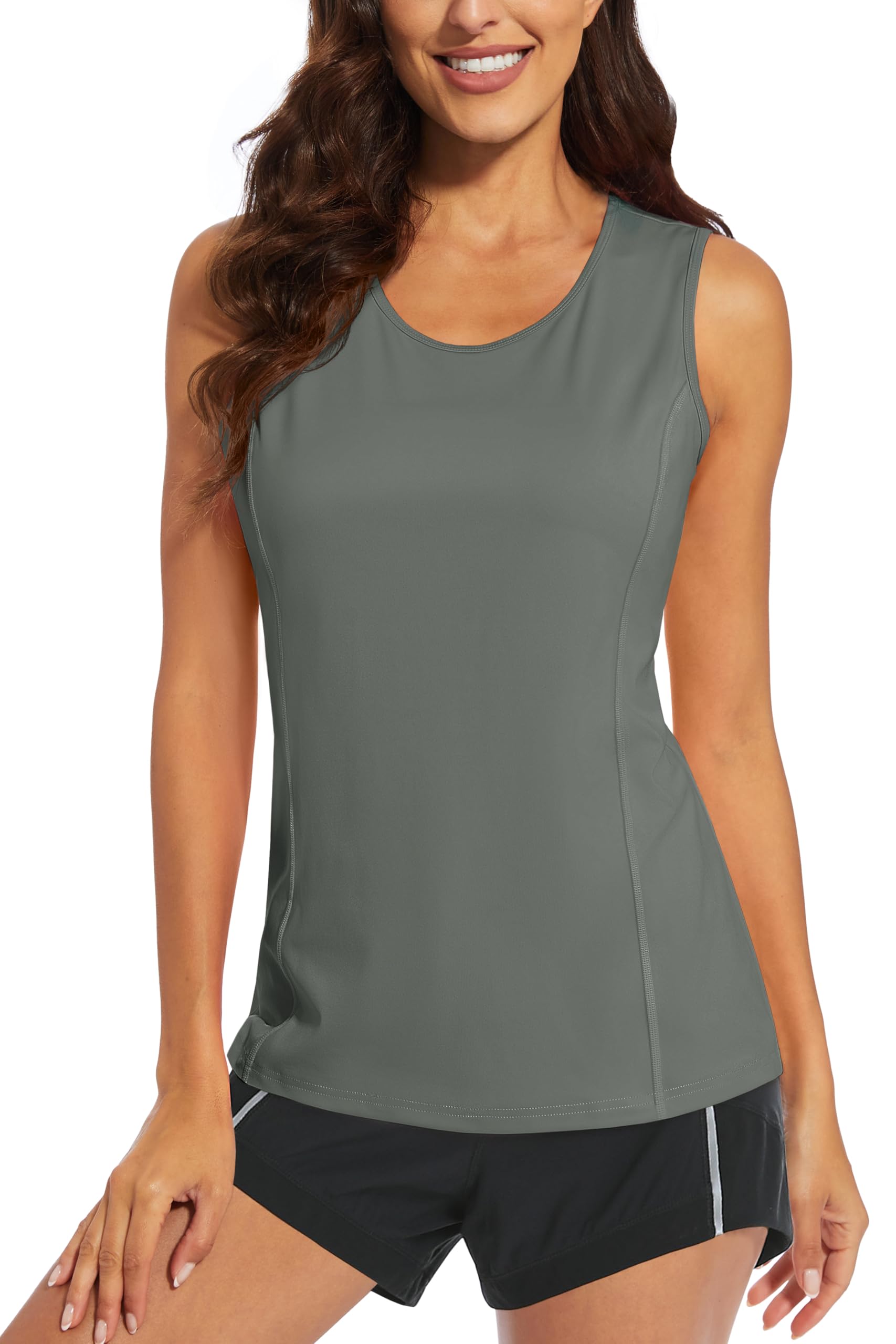 MAGCOMSEN Women's Sleeveless Workout Shirts UPF 80+ Dry Fit Running Wicking Tank Tops Athletic Gym Summer