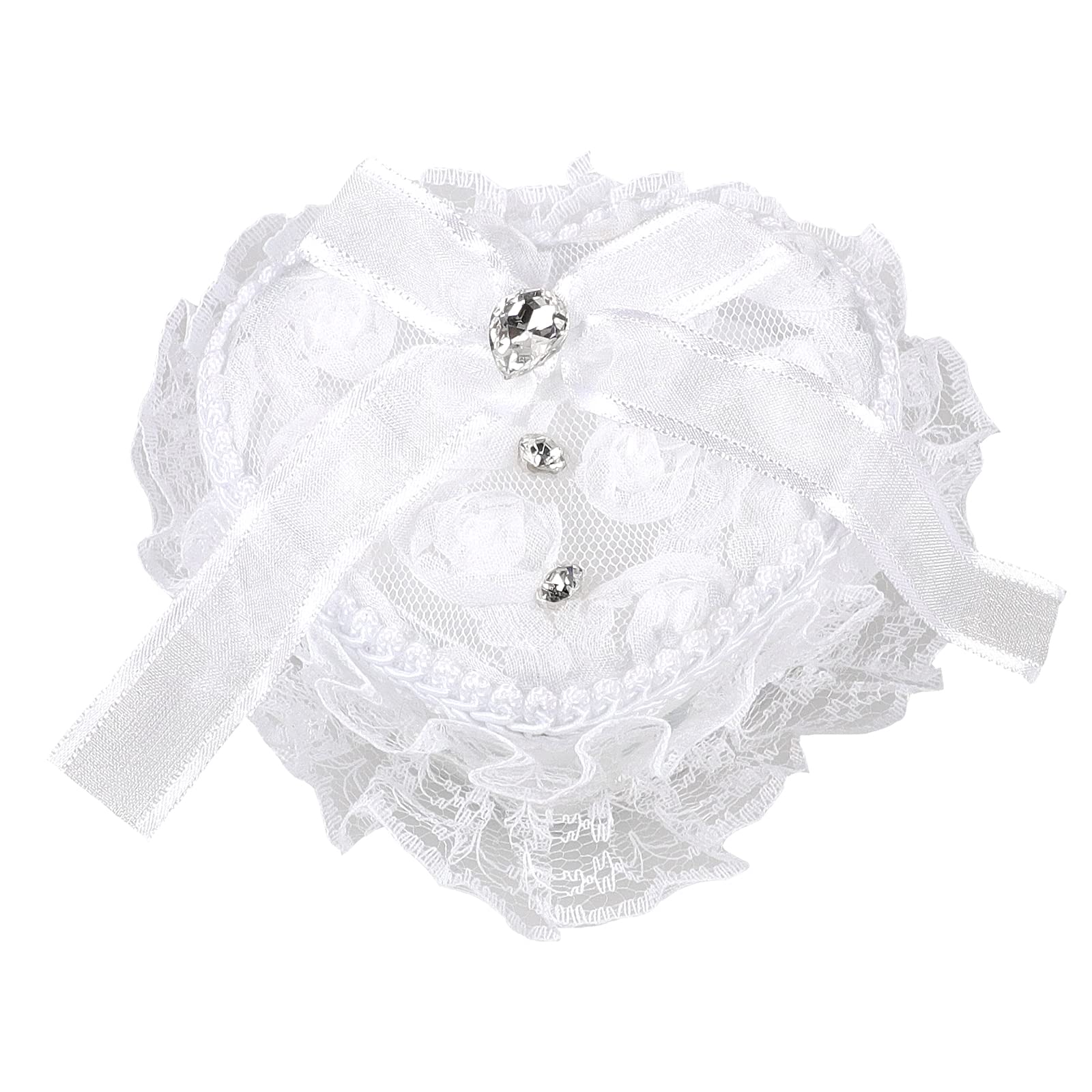 OhMill Heart Shaped Ring Bearer Pillows∣Wedding Ring Pillow∣Lace Heart Ring Box Romantic Wedding Party Decoration