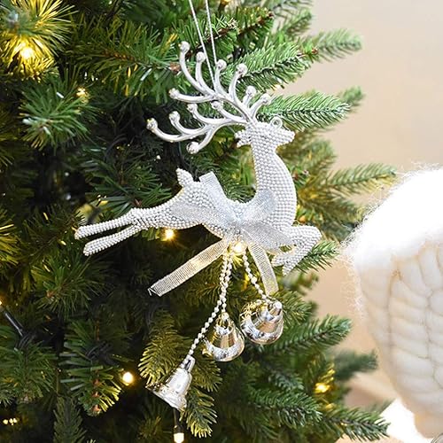Miniatura 2 de NUOBESTY Cascabeles de Navidad para colgar en el árbol de Navidad, campanas chapadas, cuernos con purpurina, cascabeles, colgante de reno, adornos