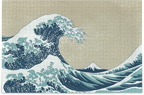 VIKKO Rompecabezas japonés de olas azules de 500 piezas para adultos y niños, 20 x 15 pulgadas, juguetes de inteligencia de bricolaje en casa